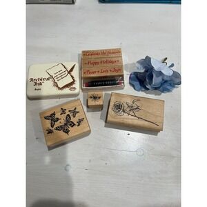 Hero‎ Arts Rubber Stamps Lot Holiday Floral Butterfly Archival Ink Sepia